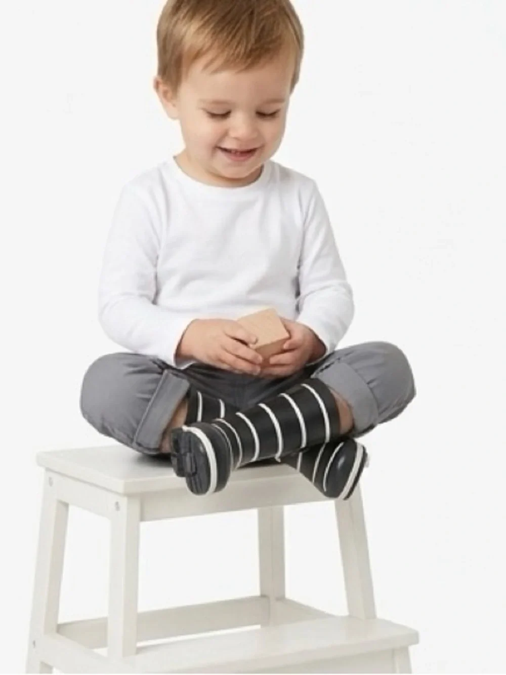 Janie and Jack Black & White Striped Rain Boots Size 9 Kids